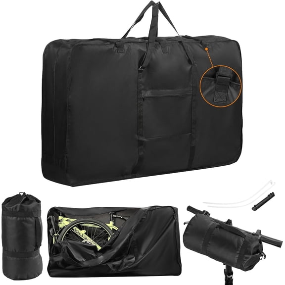 Bike Travel Bag, 900D Heavy Duty Bicycle Transport Case with 3 Fixed Buckles & Separate Compartments, Large Airplane Storage Carrier for 26-29" MTB & Road Bikes