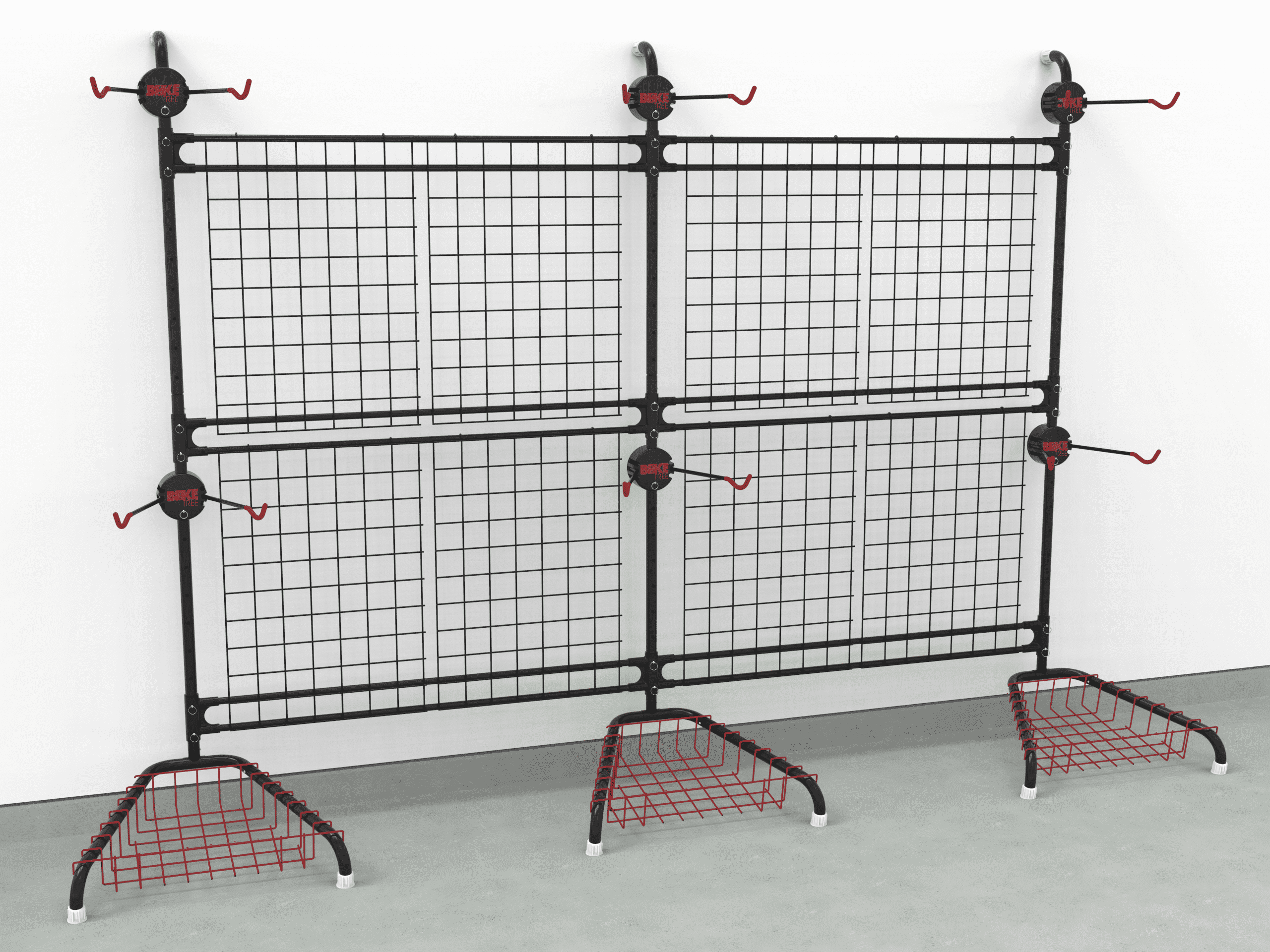 Heavy Duty Black and Red 8ft Indoor Outdoor Bike Storage Rack