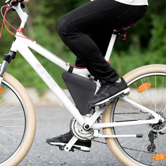 Bike Triangle Bag,Large Capacity Cycling Storage Bag,Front Frame Tool Pouch,Waterproof Bicycle Accessory Bag,Multi Function Equipment Holder,Secure Hook and Loop Strap