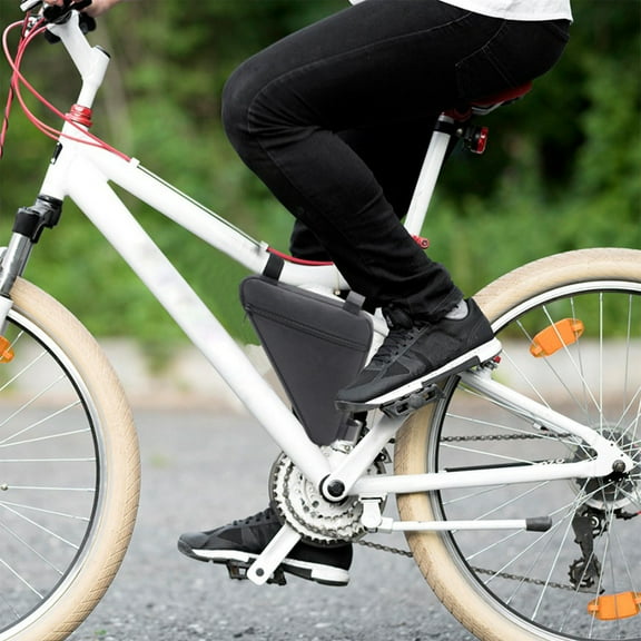 Bike Triangle Bag,Large Capacity Cycling Storage Bag,Front Frame Tool Pouch,Waterproof Bicycle Accessory Bag,Multi Function Equipment Holder,Secure Hook and Loop Strap