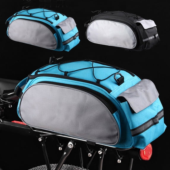 Bike Trunk Bag Rear Rack Pannier, Large Capacity Waterproof 600D, Reflective Cycling Tail Bag with Shoulder Strap for Mountain and Road Bikes