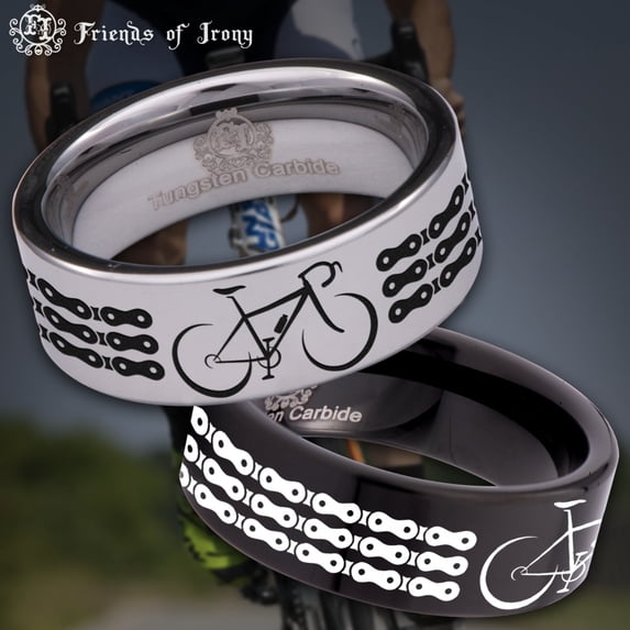 Bike and Chain Tungsten Carbide Ring