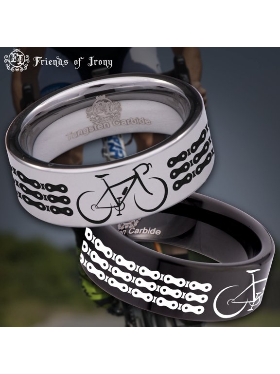 Bike and Chain Tungsten Carbide Ring