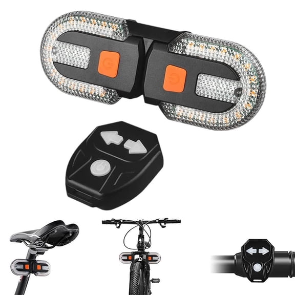 Bike Turn Signals with Remote Control, USB Rechargeable Wireless Bicycle Tail Lights 5 Modes IPX6 Waterproof for Night Riding Safety, Easy Mount on Handlebars & Seatposts