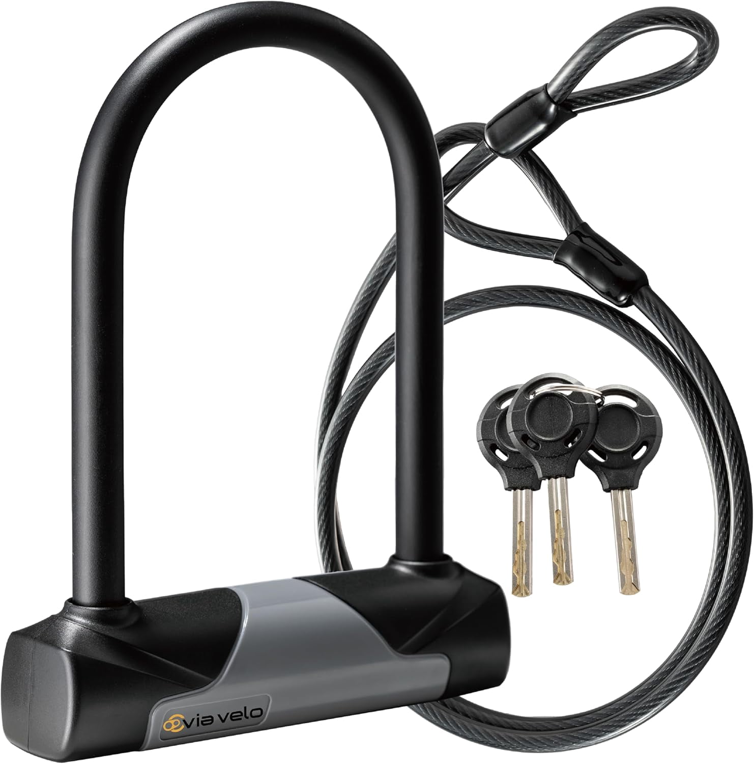Bike U-Lock with Cable, Heavy Duty Anti-Theft Bicycle U Locks with 8mm Braided Steel and 3 Keys, 4ft Length Security Cable for Bike, Scooter Mountain Road Bike