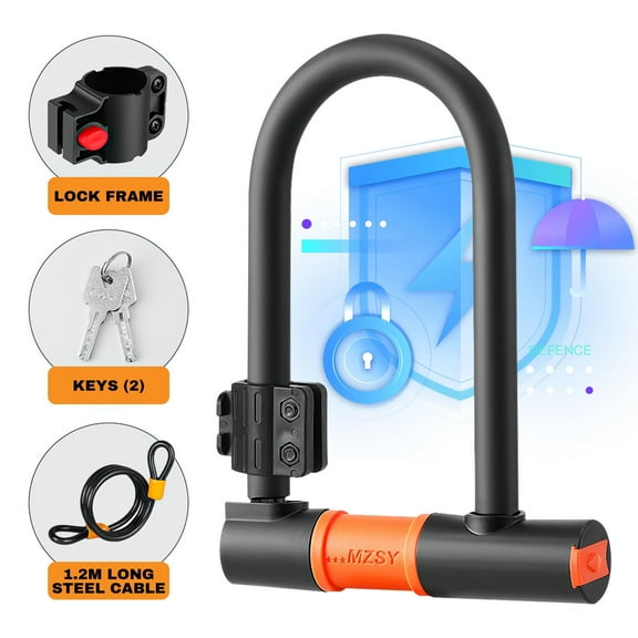 Bike U Lock with 3.94ft/1m Cable, DFITO 16mm Heavy Duty Anti-Theft Bicycle U Lock with Mount Holder for Mountain Bikes, Ebikes, Scooters