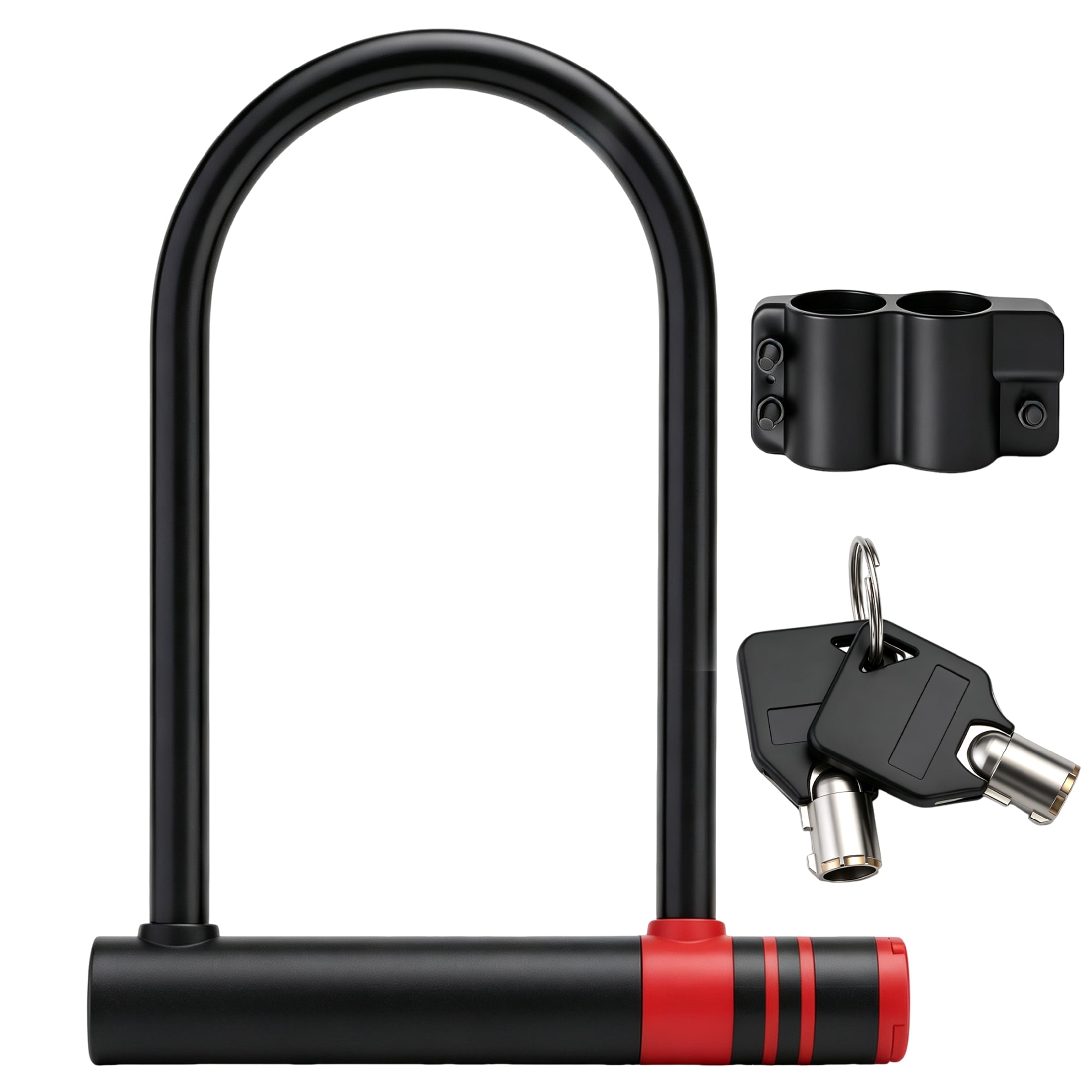 GARITIN Bike U‑Lock, Heavy‑Duty Steel Bicycle Lock with Mounting Bracket and 2 Keys, Anti‑Theft U‑Lock for Bikes