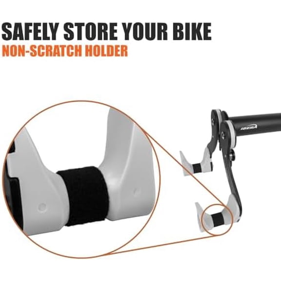 Bike Wall Mount - Adjustable Frame Holder & Soft Rubber Cradles - Garage Bike Rack for Road, MTB, Kids, Hybrid Bikes - Easy Installation & Space-Saving Design