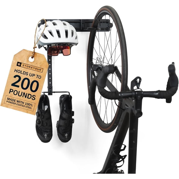 Bike Wall Mount Hanger for Garage - Vertical Storage Rack, Adjustable, Heavy-Duty Steel - Fits Road, Mountain & Hybrid Bikes