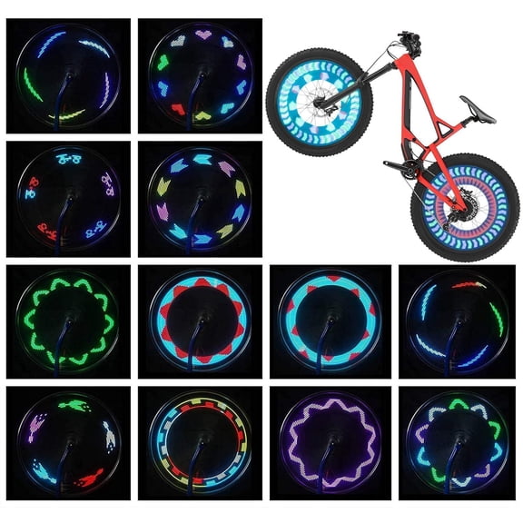 Bike Wheel Lights (2 Pack) - Waterproof LED Bicycle Spoke Tire Lights - Great Gift for Kids Adults - 30 Different Patterns Change - Bike Accessories - Black