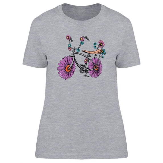 Bike With Flower Wheels T-Shirt Women -Image by Shutterstock, Female Medium