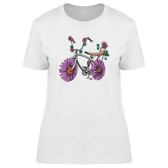 Bike With Flower Wheels T-Shirt Women -Image by Shutterstock, Female Medium