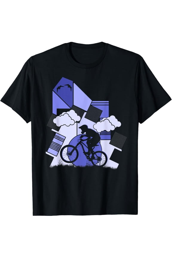 Bike bicycle mountains downhill cyclist landscape design T-Shirt
