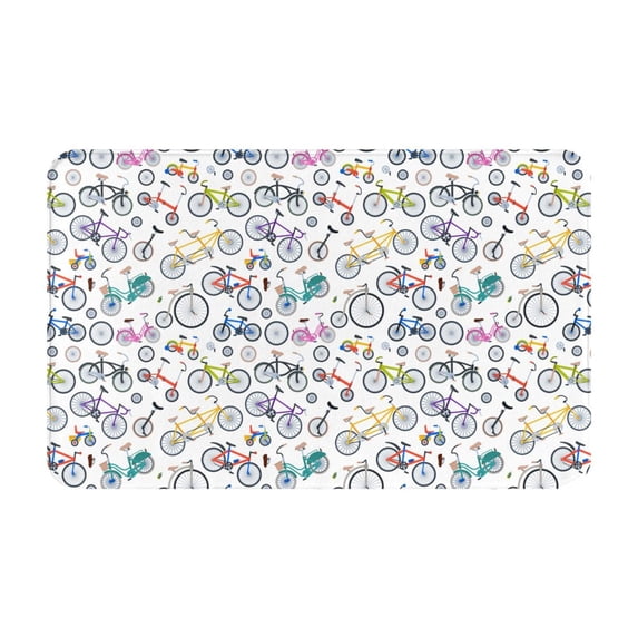 Bike print colorful Front Door Mat, Indoor Mats for Bedroom Bathroom Kitchen, Floor Mat Non-Slip, Soft Carpet Floor Cover Machine Washable Entryway Mat - 20x31.5in