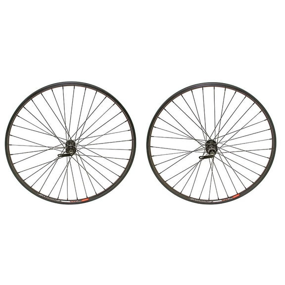 Bike wheel set, bicycle wheel set. Black 27.5 Alloy Front and Rear Wheel Cassette 36 Spoke 14gBlack 3/8 quick release Axle