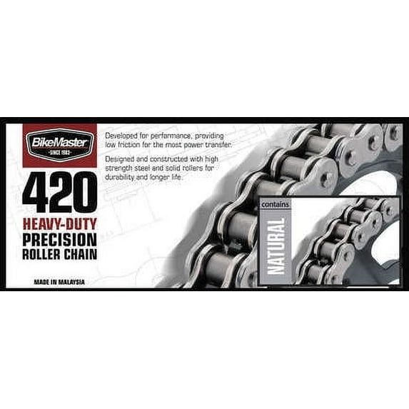 BikeMaster 420H Heavy Duty Precision Roller Chain Natural 130 Links (420H X 130)