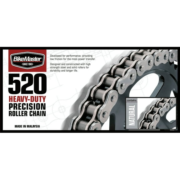 BikeMaster 520 Heavy Duty Precision Motorcycle Roller Chain - Natural Finis