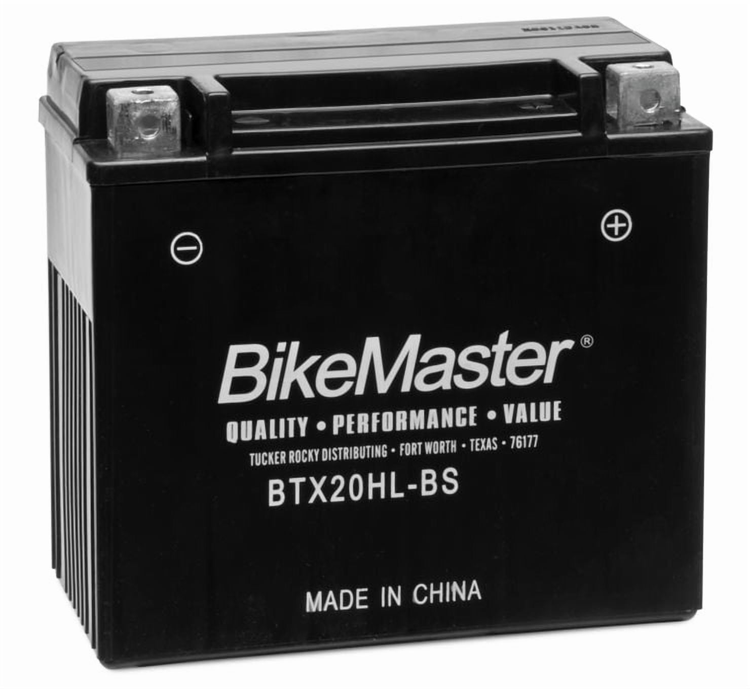 BikeMaster High-Performance Maintenance-Free 12 Volt Automotive Battery, Group Size BTX14AHL, 850 CCA for Harley-Davidson MT350E