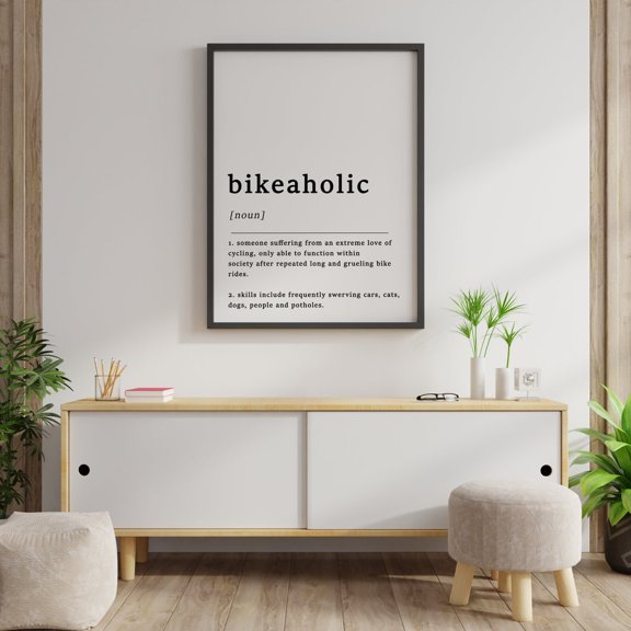 Bikeaholic Definition Print Cycling Quote, Unframed Paper Print