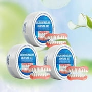 Bikenda Silicone Reline Denture Set, 2024 Professional Denture Silicone Reline Kit, Silicone Reline Denture Set - Unisex, Denture Reline Kit is suitable for securing upper and lower dentures(3 Set)