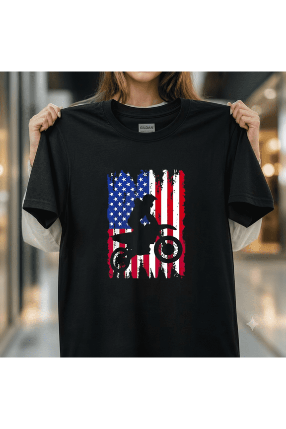 Biker 4th of July Patriotic Celebrations Men Boys Apparel Unisex T-Shirt, up to size 5XL