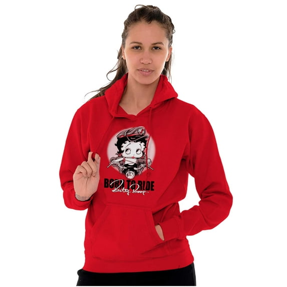Biker Betty Boop Cartoon Born to Ride Hoodie Sweatshirt Women Brisco Brands S