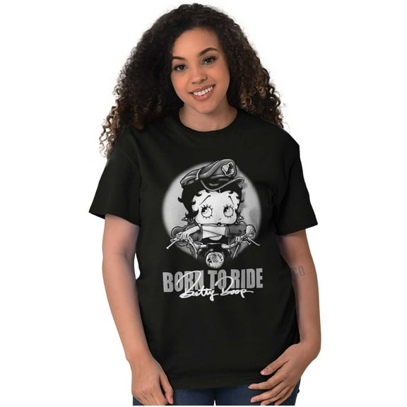 Biker Betty Boop Cartoon Born to Ride Women Plus Size Graphic Tee Tees Brisco Brands 2X