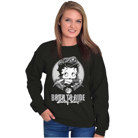 Biker Betty Boop Cartoon Born to Ride Women Plus Size Sweatshirt Brisco Brands 3X