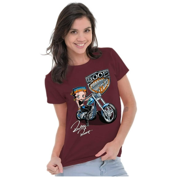 Biker Betty Boop Choppers Motorcycle Women's T Shirt Ladies Tee Brisco Brands S