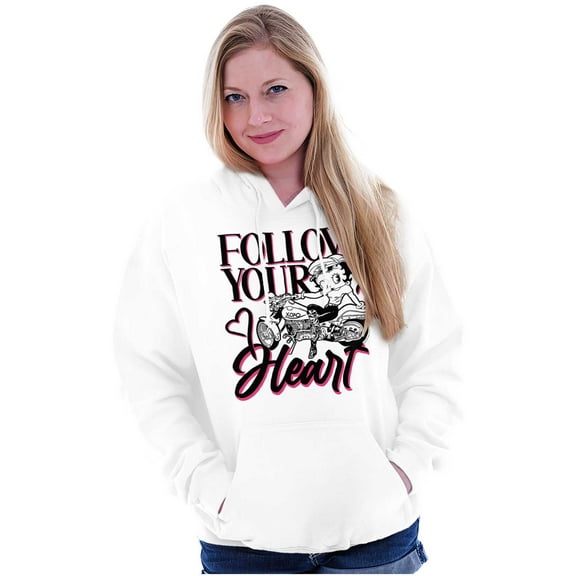 Biker Betty Boop Follow your Heart Hoodie Sweatshirt Women Brisco Brands M