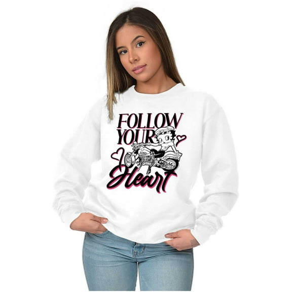 Biker Betty Boop Follow your Heart Women Plus Size Sweatshirt Brisco Brands 3X
