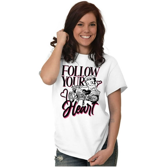 Biker Betty Boop Follow your Heart Women's Graphic T Shirt Tees Brisco Brands M