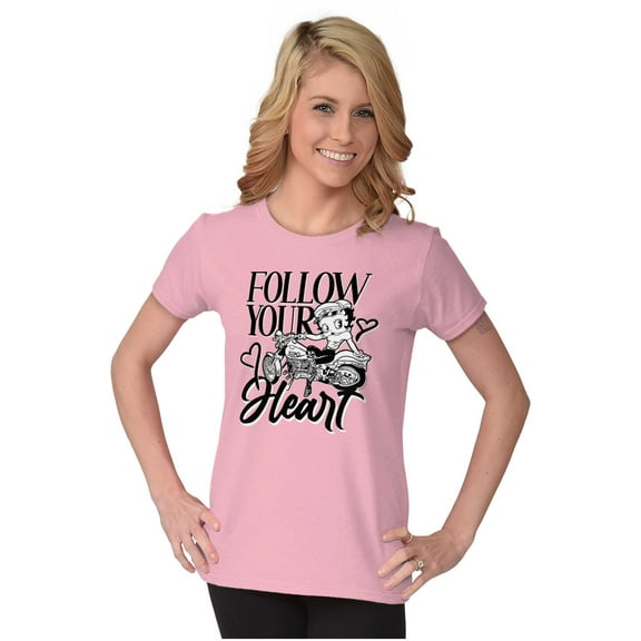 Biker Betty Boop Follow your Heart Women's T Shirt Ladies Tee Brisco Brands X