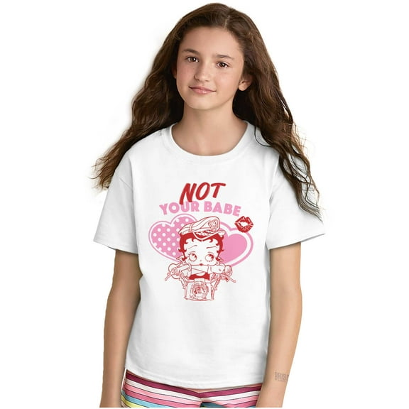 Biker Betty Boop Not Your Babe Girls Kids T Shirt Tees Teen Brisco Brands L
