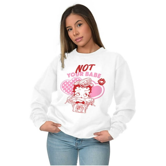Biker Betty Boop Not Your Babe Women Crewneck Sweatshirt Brisco Brands S