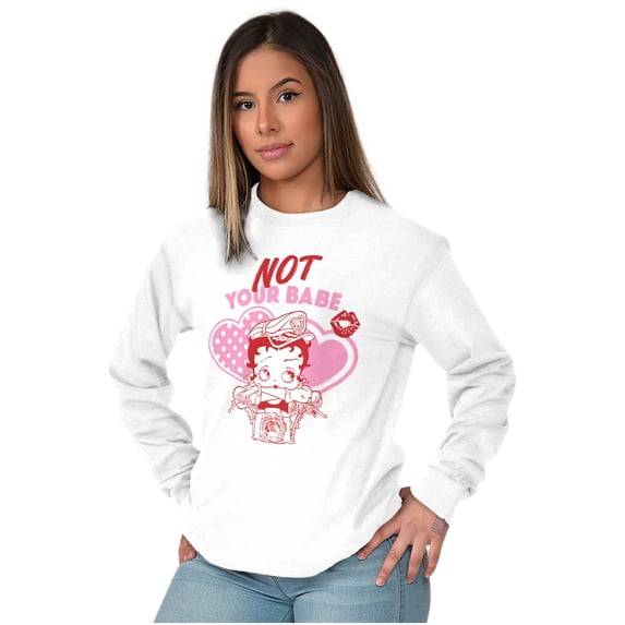 Biker Betty Boop Not Your Babe Women's Long Sleeve T Shirt Brisco Brands S