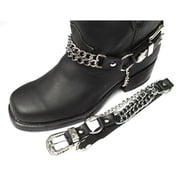 Biker Boots Boot Chains Black Topgrain Cowhide Leather, 2 Steel Chains