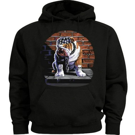 Biker Bulldog Hoodie Men's Sweatshirt Black