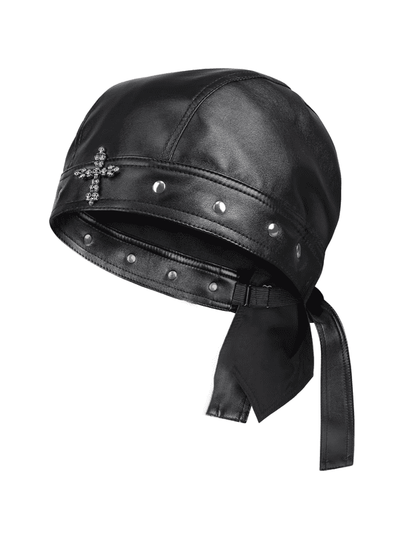 Biker Cap for Women Leather - Adjustable Motorcycle Skull Cap with Snug Fit, Stylish Biker Doo Rag Headwrap for Riding & Outdoor Activities