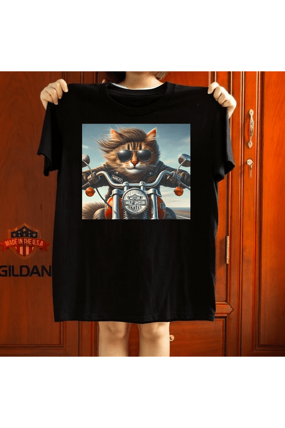 Biker Cat T Shirt Motorcycle Rider Pet Lover Funny Graphic Gift IdeaV1130663,for unisex up to 5XL