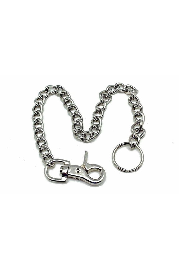 Biker Chain for Men 18' inch Long Stainless Chain with Key Ring J534-Silver Fit Bifold Trifold Wallet