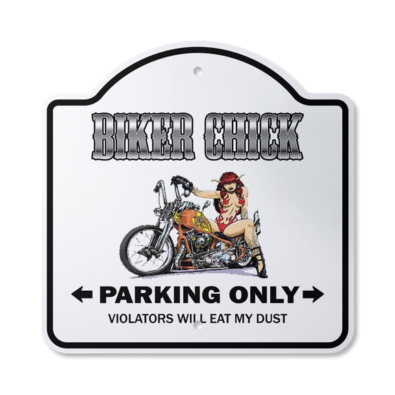Biker Chick 12" X 12" Sign | Indoor/Outdoor Plastic | SignMission Designer Parking Motorcycle Hog Bike Harley Yamaha Rider Novelty Gift Funny Joke Gag Road Garage
