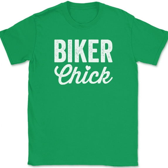 Biker Chick T-Shirt Funny Humor Motorcycle Riding Novelty Text Tee - Green, 3XL