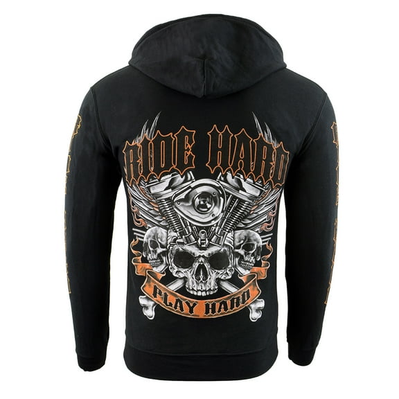 Biker Clothing Co. BCC118003 'Ride Hard-Play Hard' Motorcycle Hoodie 2X-Large