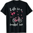thumbnail image 1 of Biker Cycling Life Is A Beautiful Ride Biking T-Shirt Black Medium, 1 of 4