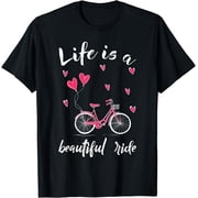 Biker Cycling Life Is A Beautiful Ride Biking T-Shirt Black Small