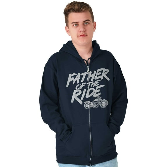Biker Dad Father Of Ride Motorcycle Men's Big & Tall Graphic Zip Up Hoodie Brisco Brands 2X