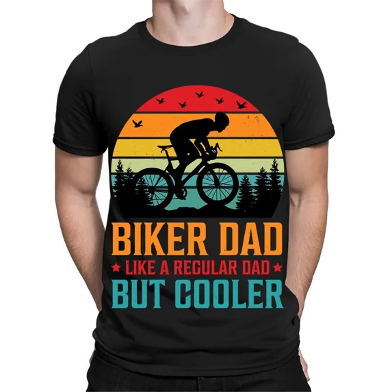 Biker Dad Like A Regular Dad But Cooler Funny Vintage Mens T-Shirts Top #TA-25
