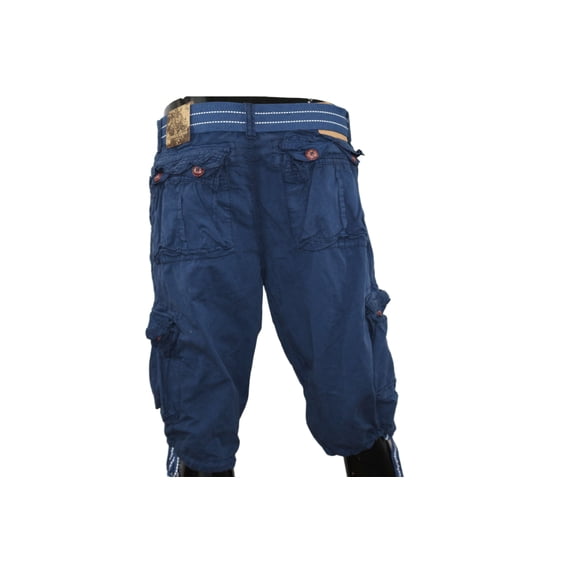 Men’s 06 Pockets Wrinkled Cargo Shorts – Navy Blue