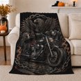 thumbnail image 1 of Biker Eagle Motorcycle Art Black Bold Mechanical, Festive Holiday Scene, Warm Flannel Blanket for Living Room and Reading Nook, Art Lovers person's Day Gift, Artistic Home Decor, 1 of 9